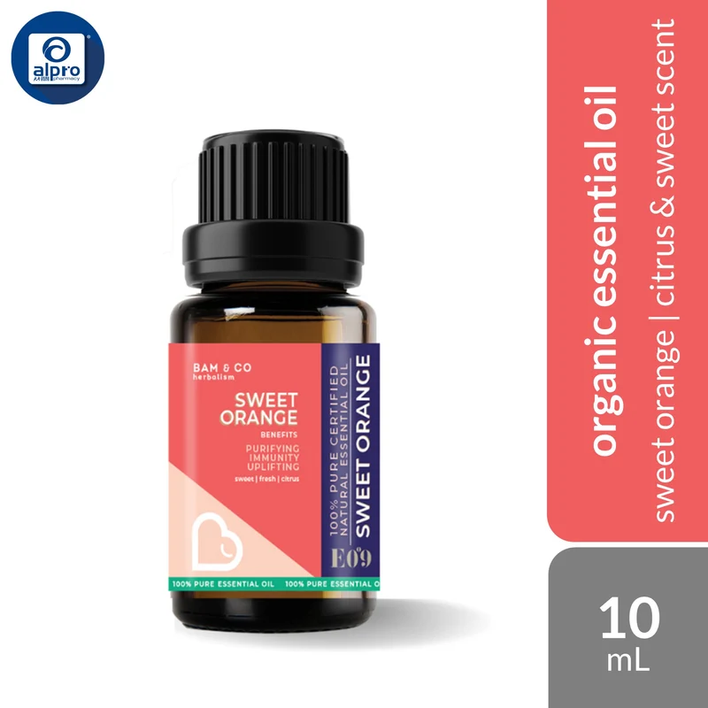 Bam & Co. Sweet Orange Organic Essential Oil 10mL | Citrus & Sweet Scent