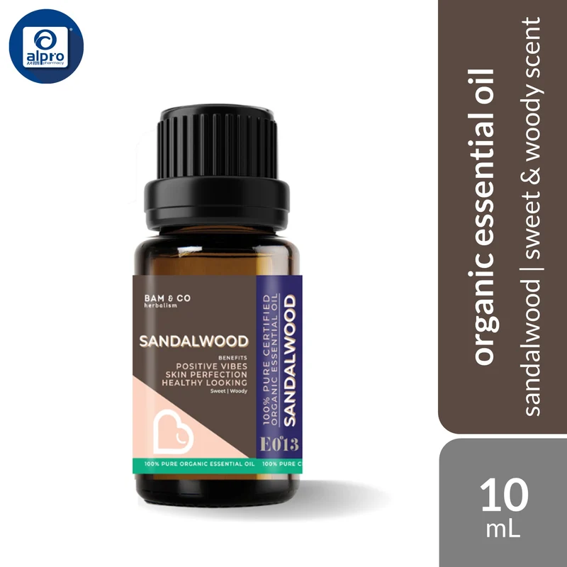 Bam & Co. Sandalwood Organic Essential Oil 10mL | Sweet & Woody Scent