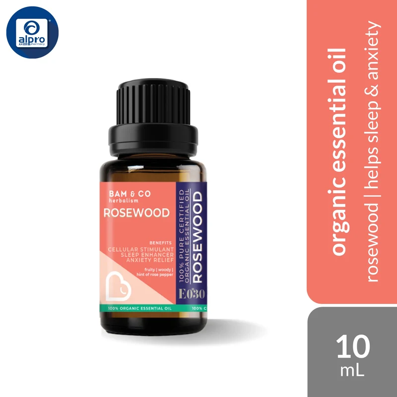 Bam & Co. Rosewood Organic Essential Oil 10mL | Helps Sleep & Anxiety