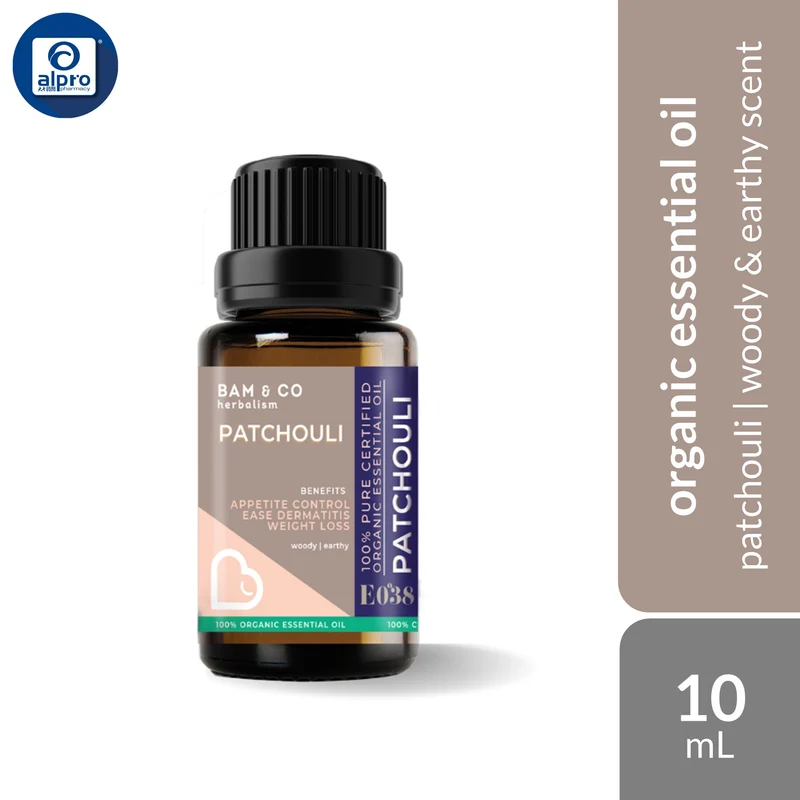 Bam & Co. Patchouli Organic Essential Oil 10mL | Woody & Earthy Scent