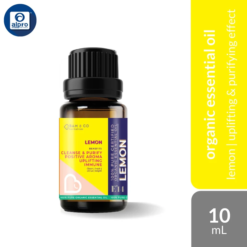 Bam & Co. Lemon Organic Essential Oil 10mL | Uplifting & Purifying Effect