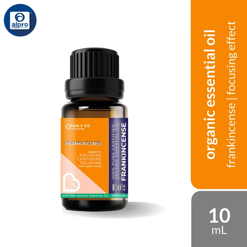 Bam & Co. Frankincense Organic Essential Oil 10mL | Focusing & Relaxing Effect