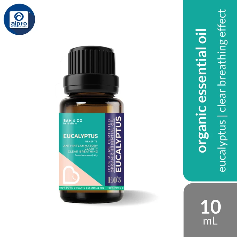 Bam & Co. Eucalyptus Organic Essential Oil 10mL | Clear Breathing Effect