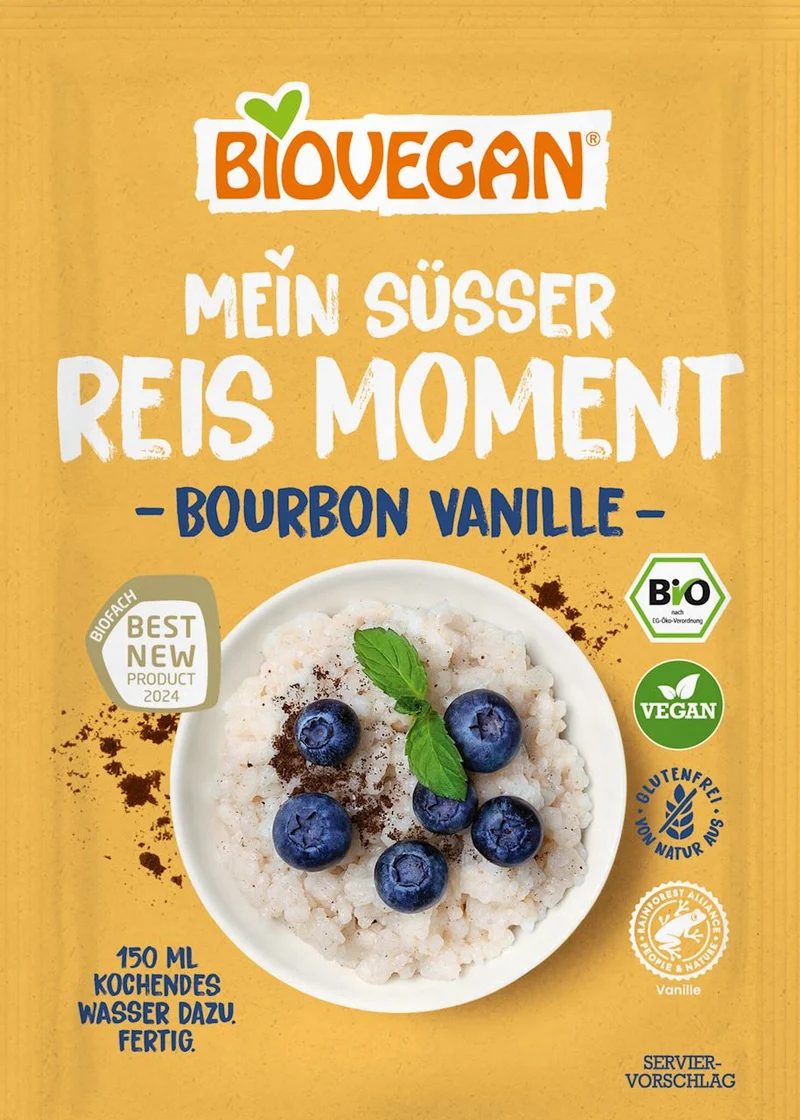 INSTANT REIS DESSERT MIT VANILLA BOURBON GLUTENFREIES BIO 56 g - BIOVEGAN