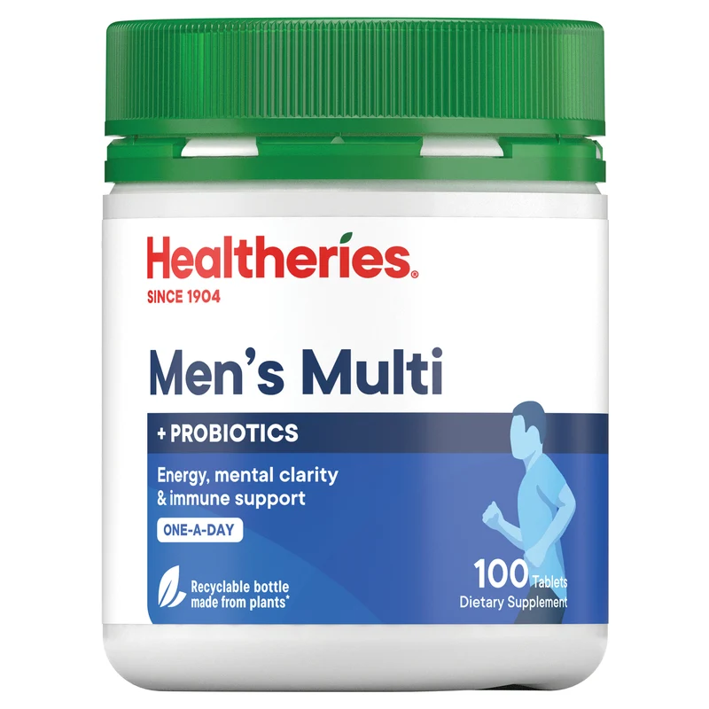 Healtheries Men's Multi with Probiotics One-A-Day 100 Tablets