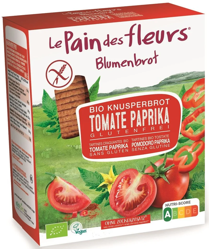 Glutenfreies Tomaten-Paprika-Rohbrot BIO 150 g - LE PAIN DES FLEURS
