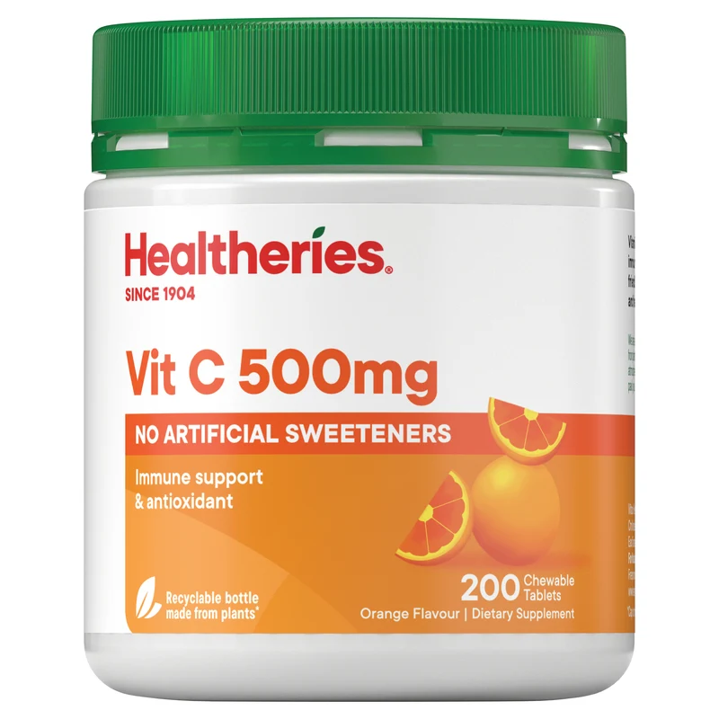 Healtheries Vitamin C 500 mg Chewable Tablets 200 Count