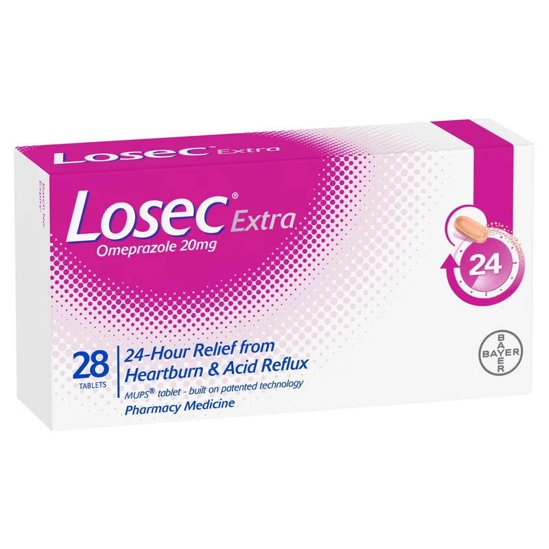 Losec Extra Omeprazole Heartburn and Acid Reflux Tablets 28 Pack