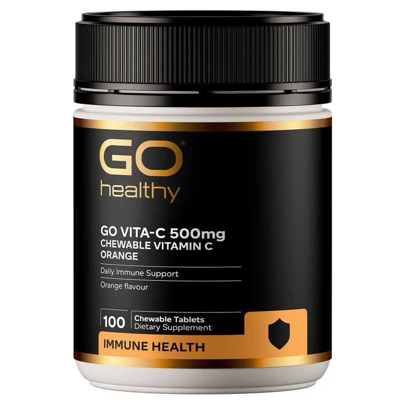 GO Healthy GO Vita-C Chewable Vitamin C Tablets 500mg Orange Flavour
