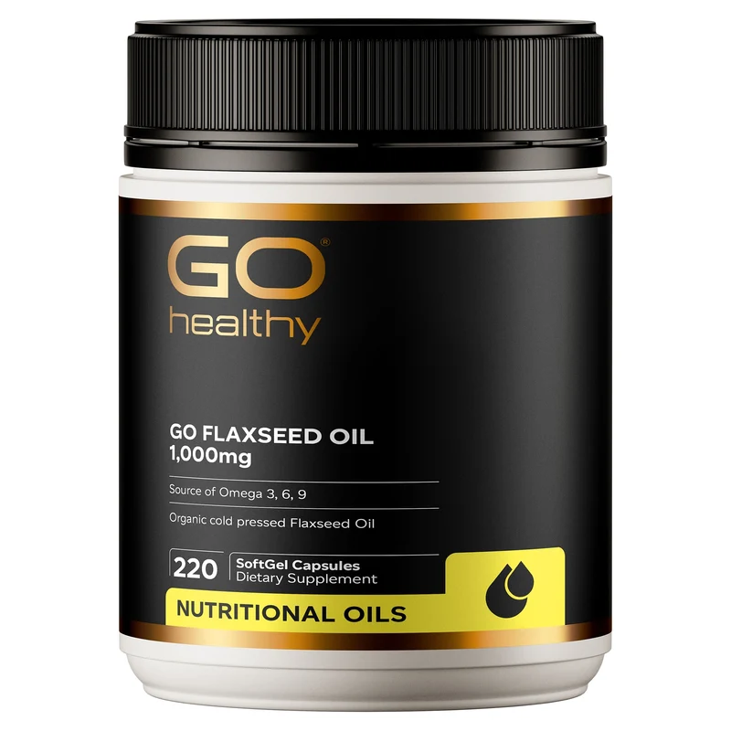 GO Healthy GO Organic Flaxseed Oil Supplement 1,000 mg 220 Capsules