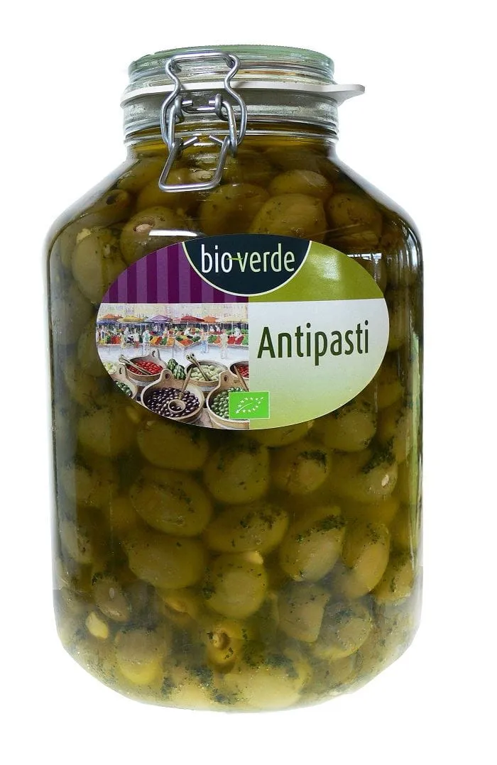 ÖLGESCHÜTZTE OLIVEN MIT ÖLGESCHÜTZTEN MIGODILEN BIO 4,75 kg (Glas) - BIO VERDE