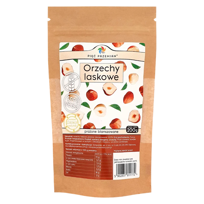 FIVE CHANGES Glutenfrei geröstete blanchierte Haselnüsse 200g