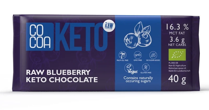 KETO SCHOKOLADE MIT BEEREN UND MCT-ÖL OHNE ZUCKERZUGABE BIO 40 g - COCOA