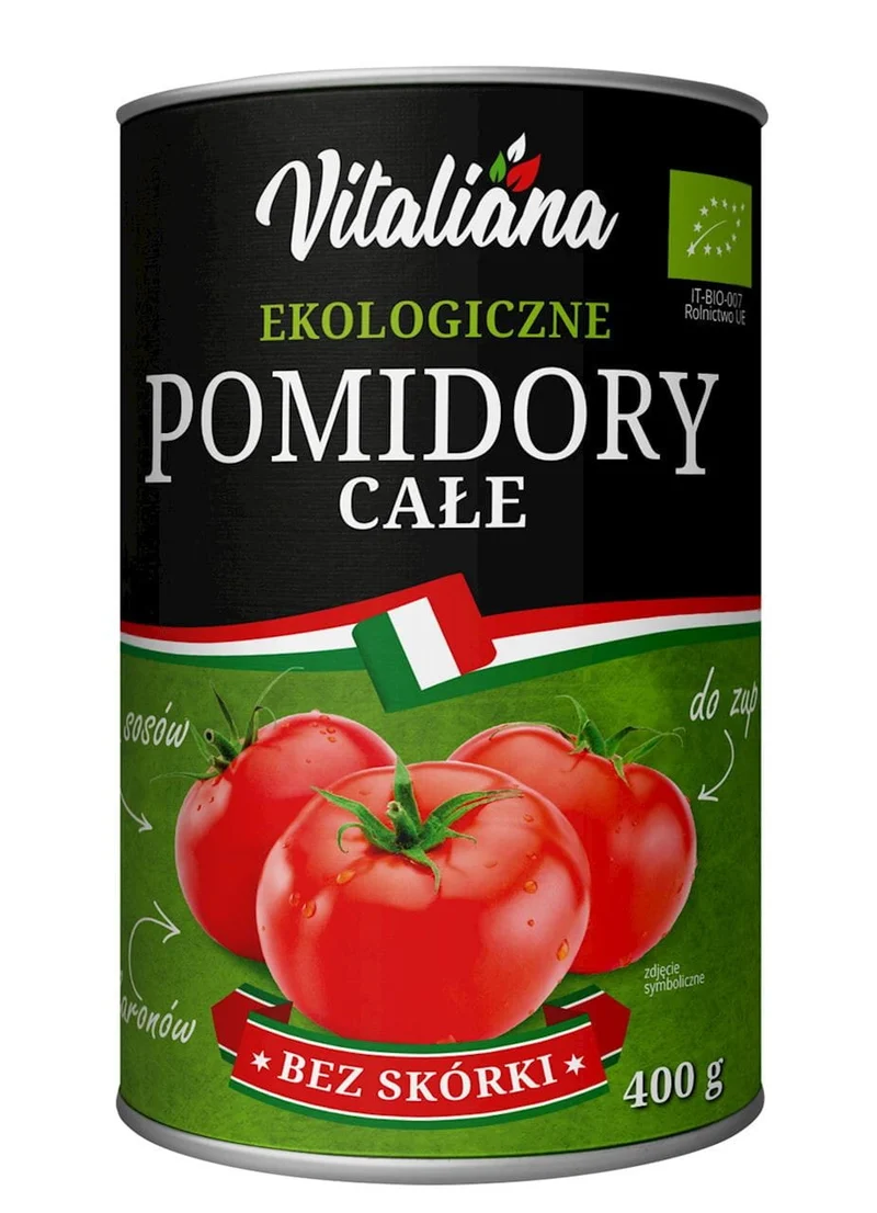 Geschälte ganze Tomaten BIO 400 g - VITALIANA