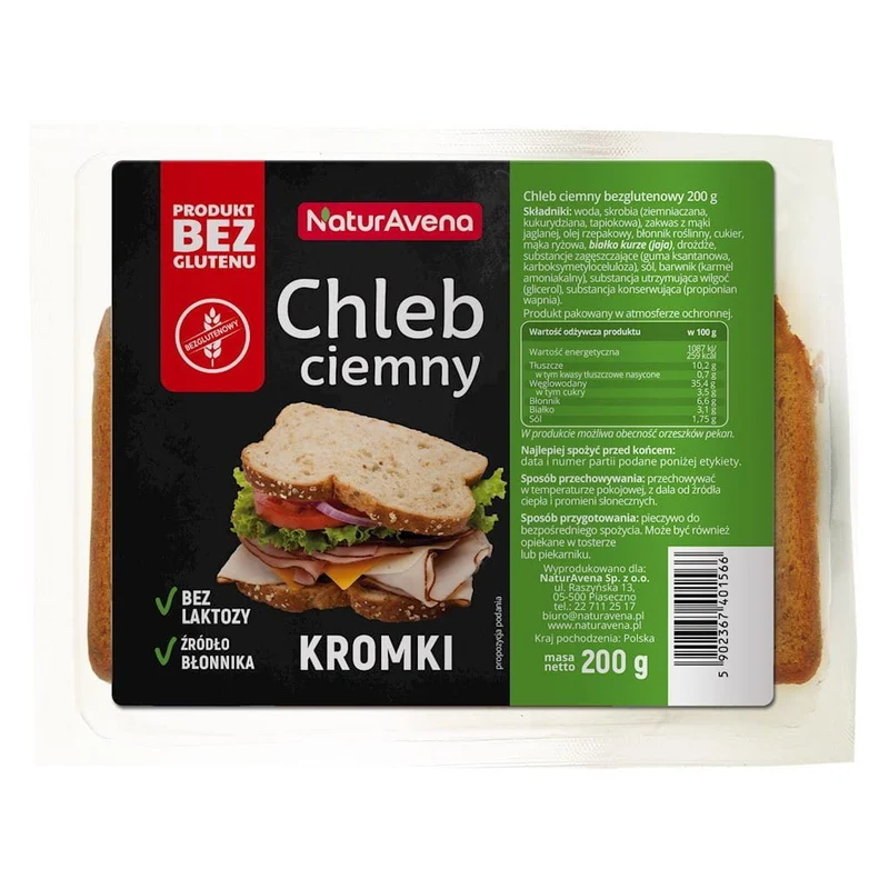 NATURAL GLUTENFREIES DUNKELES BROT 200 g - NATURAVENA