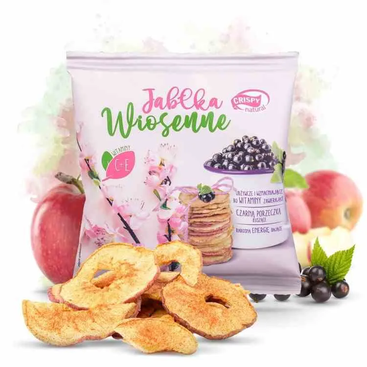 Crispy Natural Getrockneter Apfel mit schwarzer Johannisbeere und Vitaminen Spring 18 g