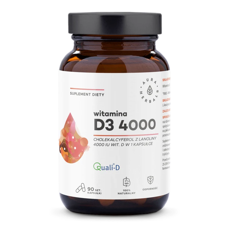 Vitamin D3 4000 IU 90 Kapseln AURA HERBALS