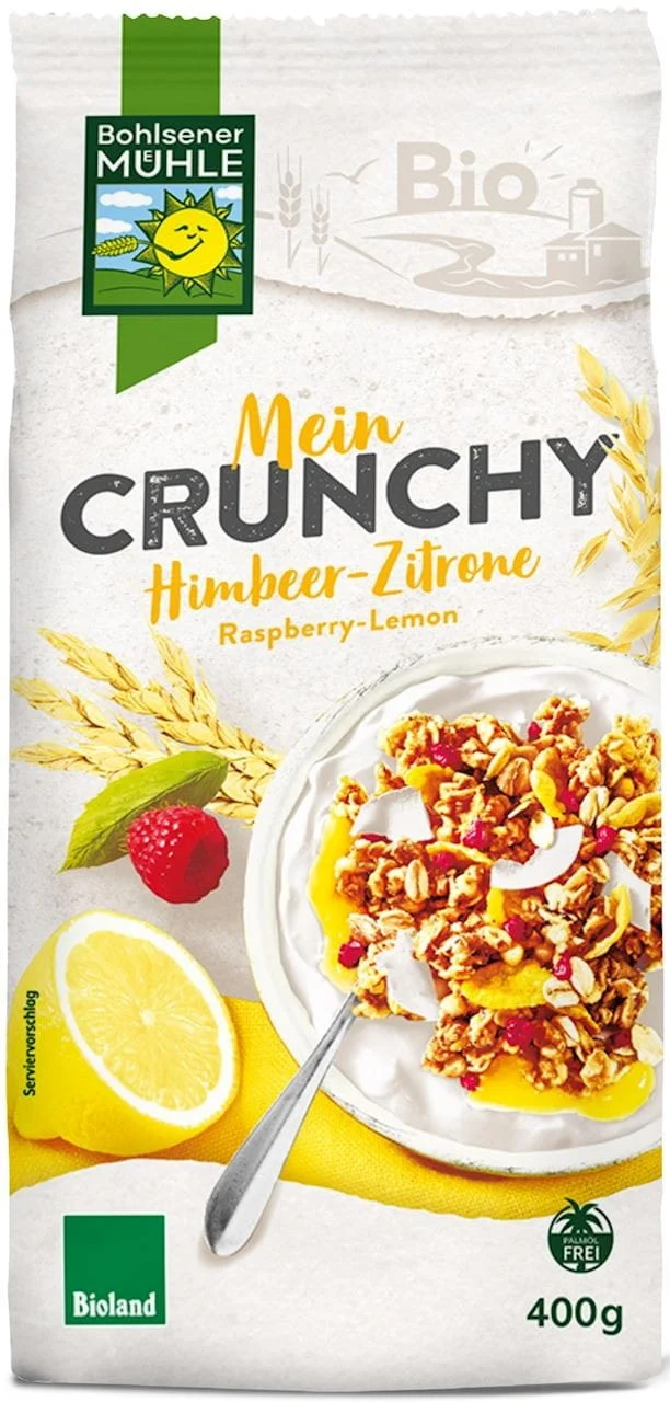 JOGHURT und ZITRONENKRUNKEN MIT MALINEN BIO 400 g - BOHLSENER MUEHLE