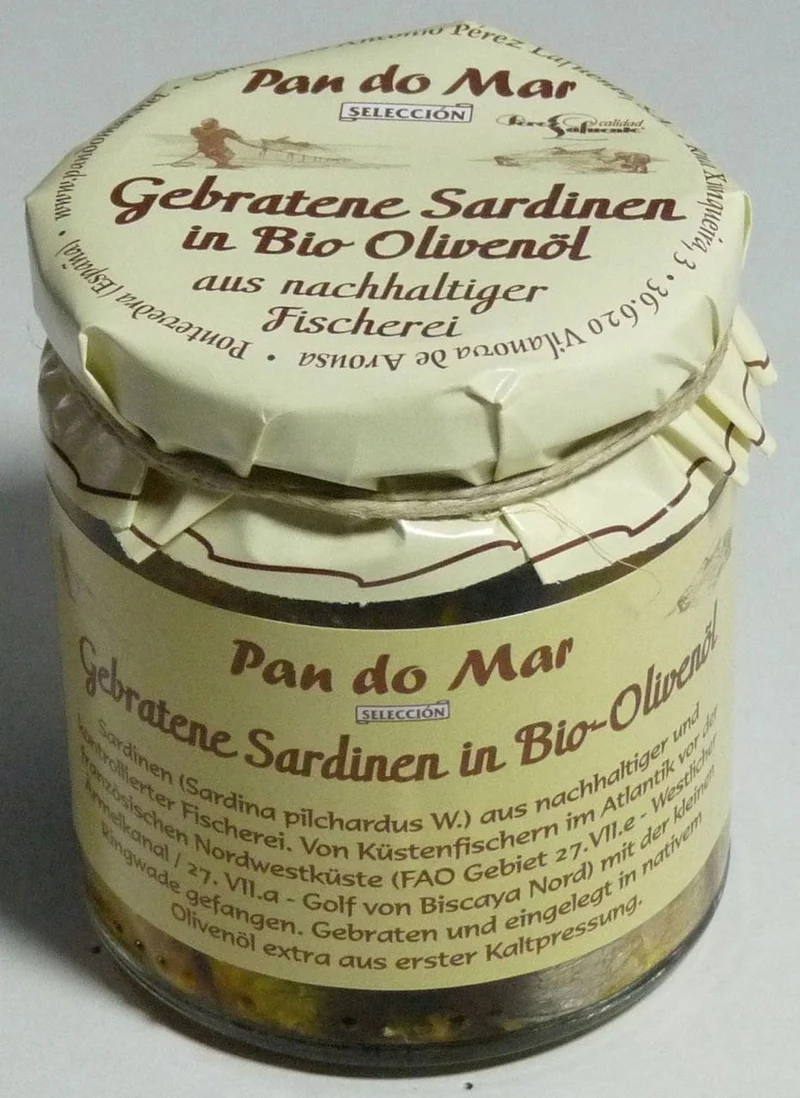 Europäische Sardinen gebraten in BIO OIL EXTRA VIRGIN 220 g (154 g) (Glas) - PAN DO MAR
