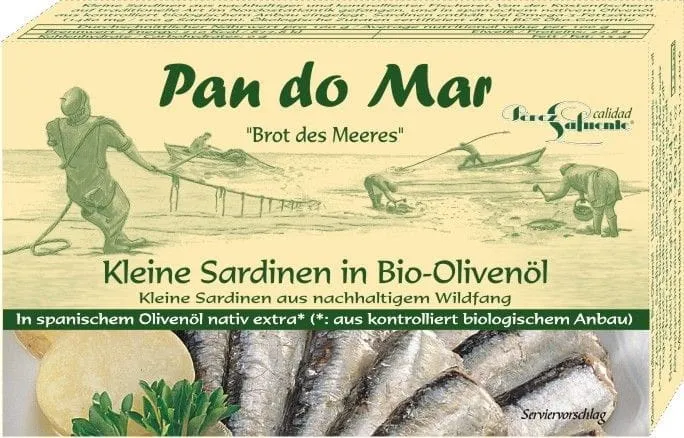 EUROPÄISCHE SARDINEN IN BIO-ÖL EXTRA VIRGIN 120 g (90 g) - PAN DO MAR