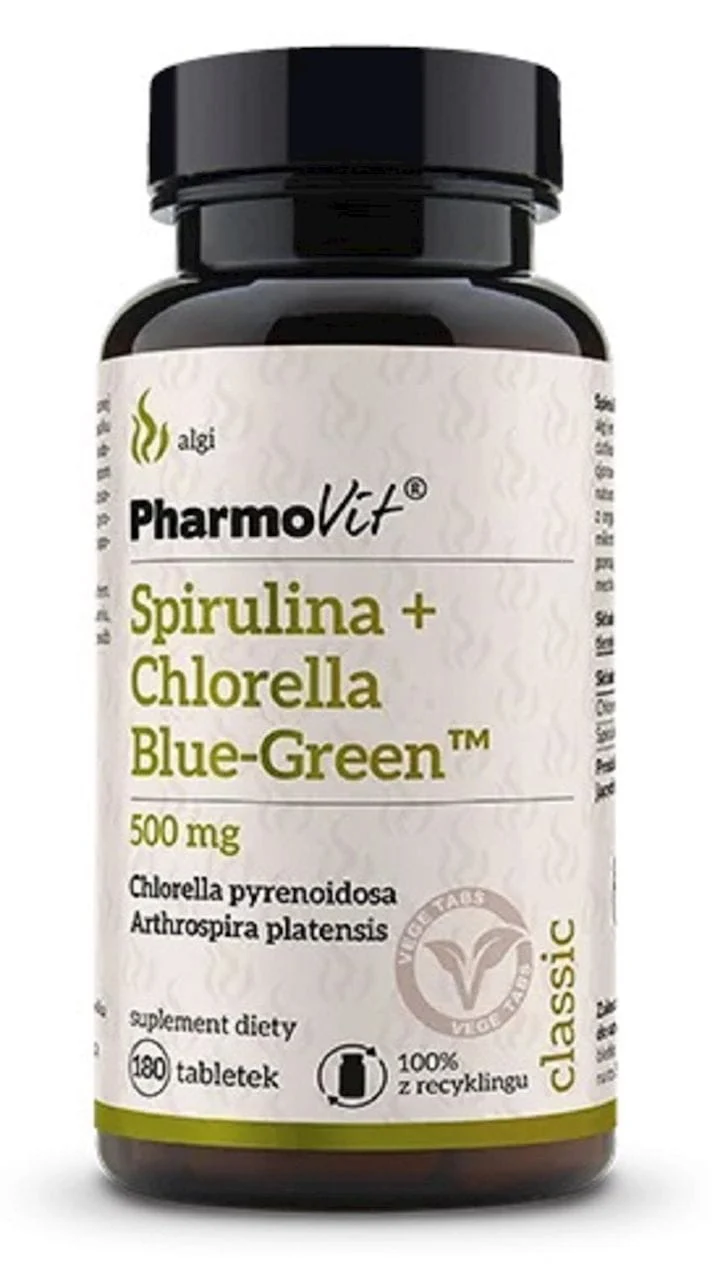 SPIRULIN + CHLORELLA BLAUGRÜN (500 mg) GLUTENFREI 180 TABLEN - PHARMOVIT (CLASSIC)