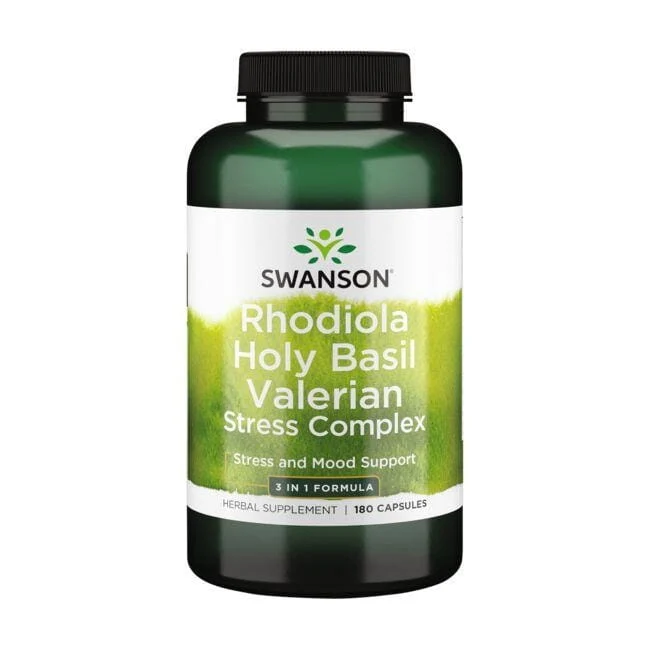 Rhodiola Heiliges Basilikum Baldrian Stress Complex 180 Kapseln Swanson