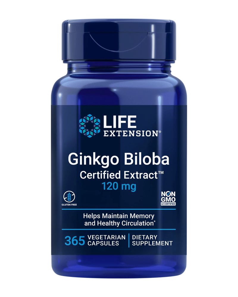 Ginkgo Biloba zertifizierter Extrakt 120 mg 365 Kapseln Life Extension