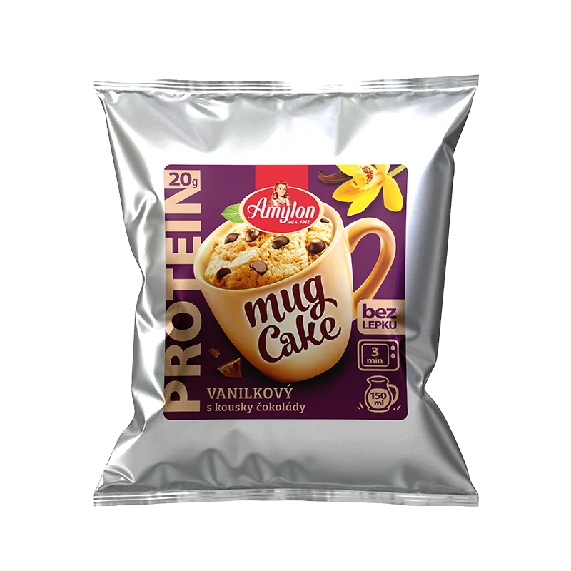 Vanille-Eiweißkuchen mit Schokoraspeln aus einem glutenfreien Becher 60 g - AMYLON