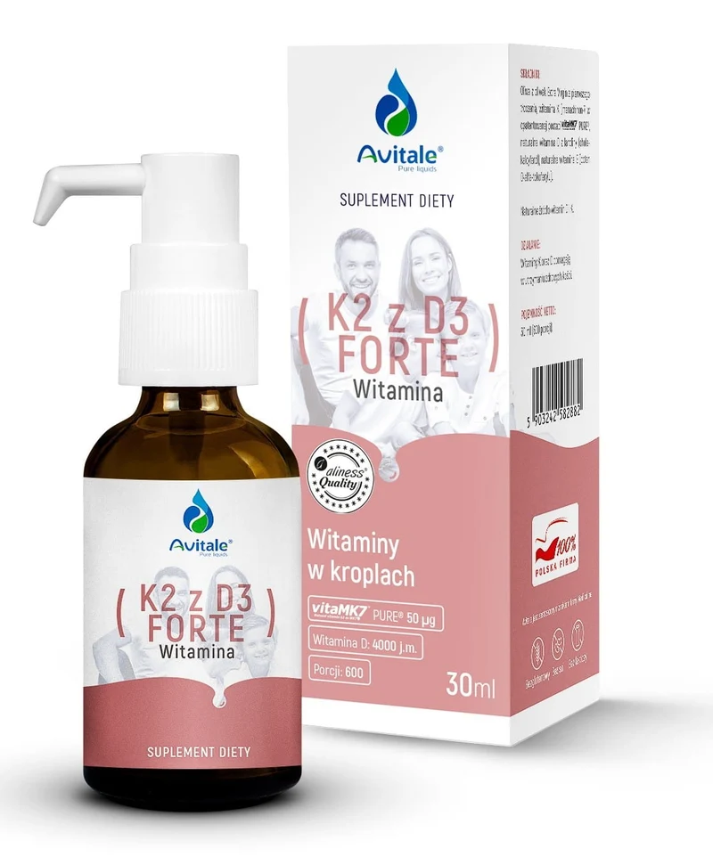 Vitamin K2 + D3 FORTE (Vita MK7) 50uq + D3 4000IU Olive 30 ml Aliness