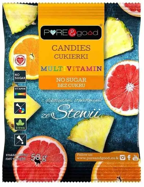 Multivitamin-Bonbon mit Stevia B/C 50g PURE & GOOD