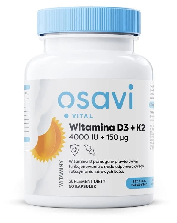 OSAVI Vitamin D3 + K2, 4000 IU + 150 mcg (60 Kapseln).