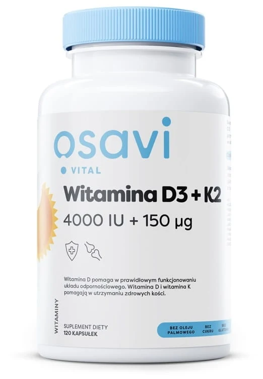 OSAVI Vitamin D3 + K2, 4000 IU + 150 mcg (120 Kapseln).