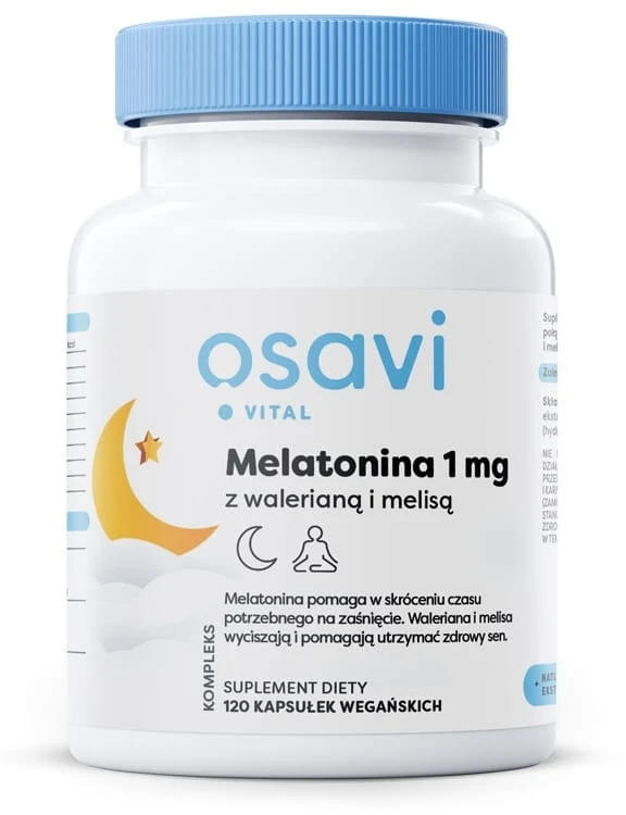 OSAVI Melatonin 1 mg mit Baldrian und Melisse (120 Kapseln).
