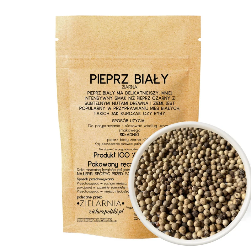Ganze weiße Pfefferkörner 50g ZIELARZPOLSKI.PL