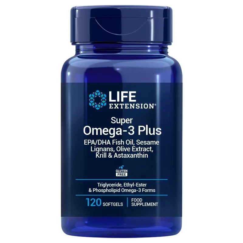 LIFE EXTENSION Super Omega-3 Plus EPA/DHA mit Sesam-Lignanen, Olivenextrakt, Krillöl und Astaxanthin EU (120 Kapseln).