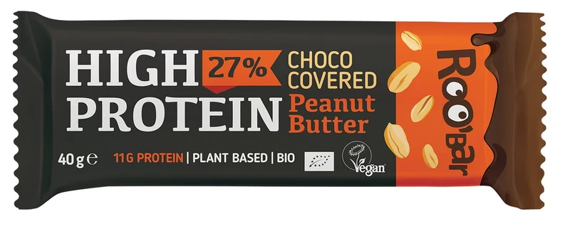 NÜTZLICHE PROTEINBATTE IN SCHOKOLADE-ÜBERZUG DEUTSCH-FREI BIO 40 g - ROOBAR