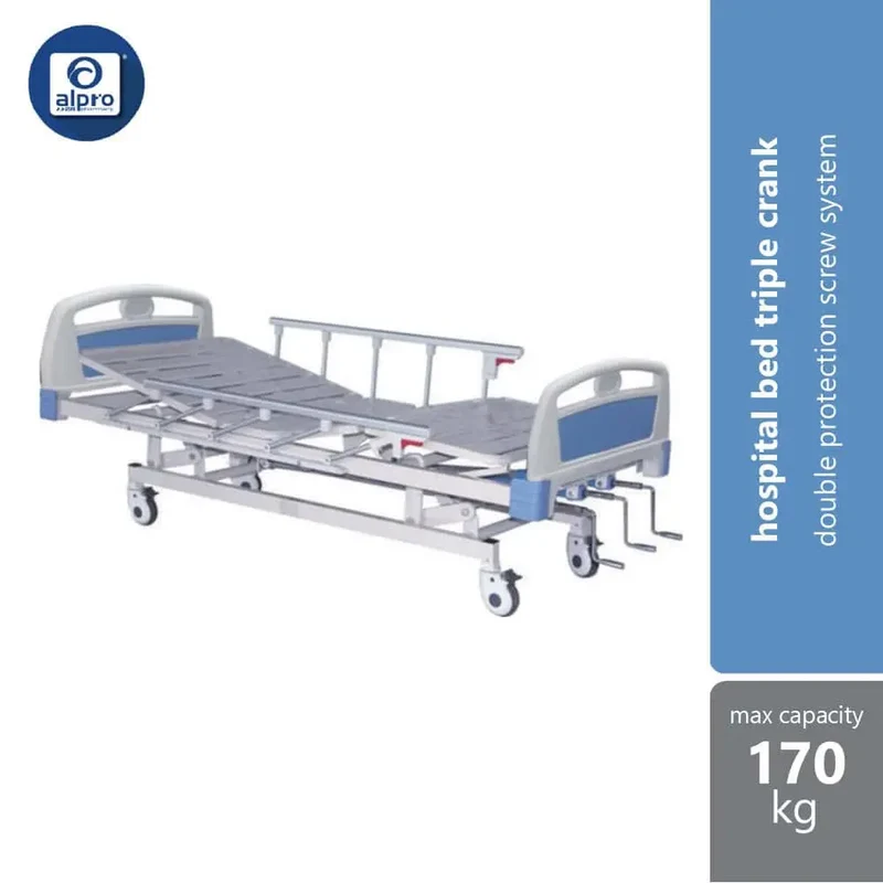 Hospitech Manual Triple Crank Hospital Bed | Max Load Capacity 170kg