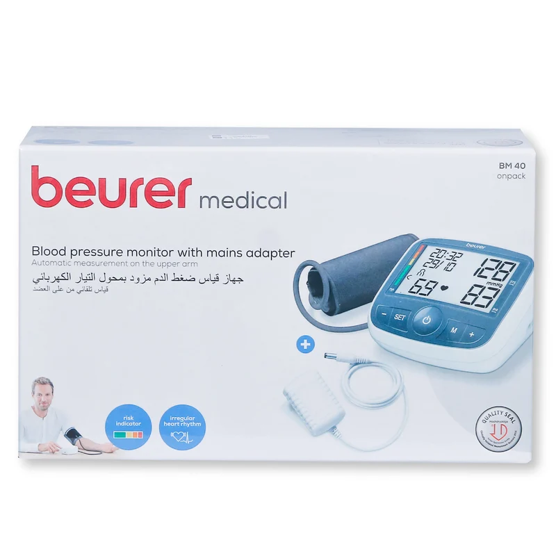 Beurer Bm40 Onpack Upper Arm Blood Pressure Monitor With Mains Adaptor