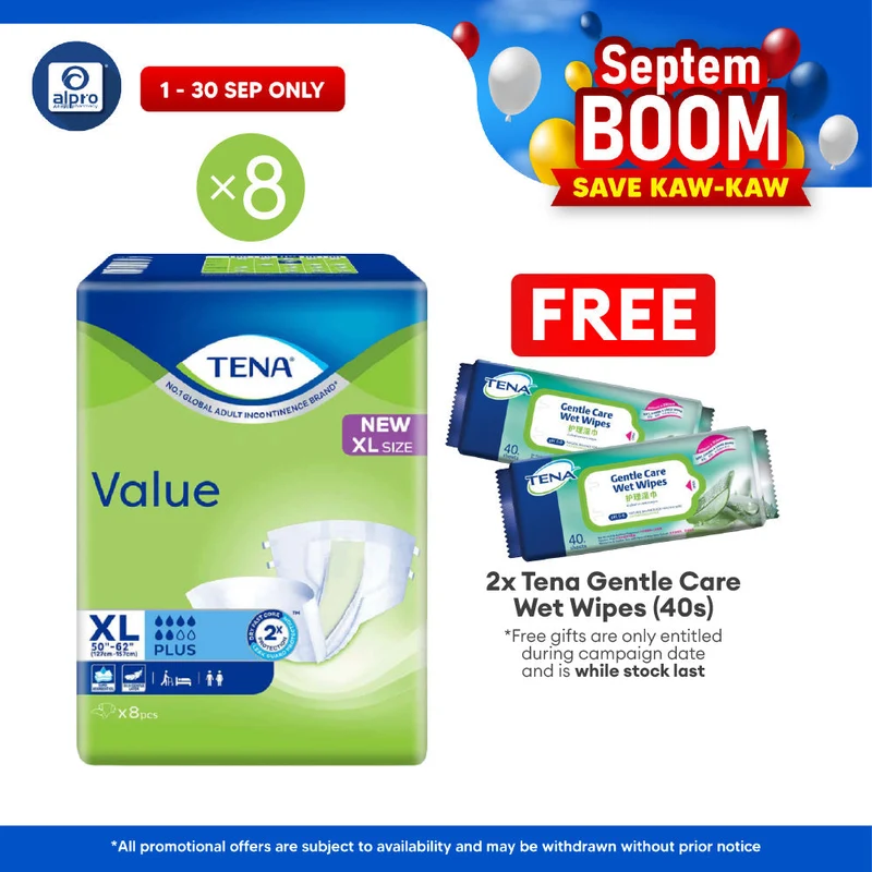 (B) Tena Value Plus (XL) 8s (8s) | Comfortable Fit