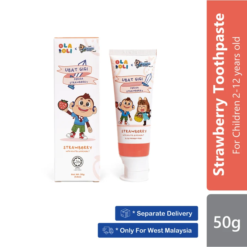 Ola & Oli Ubat Gigi Perisa Strawberry Toothpaste 50g | For Children 2-12 years old