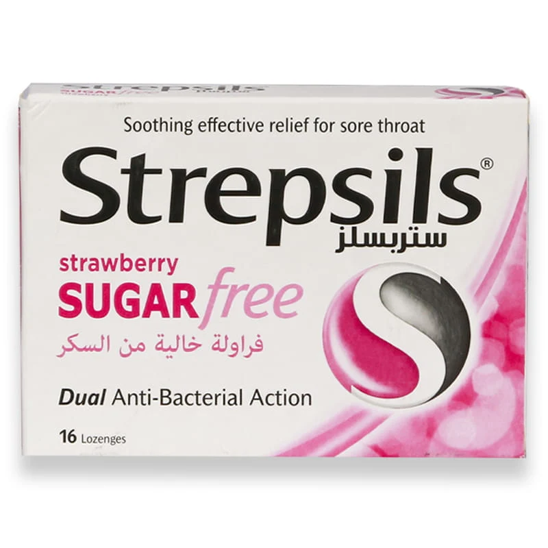 Strepsils Strawberry Sugar Free Lozenges 16'S