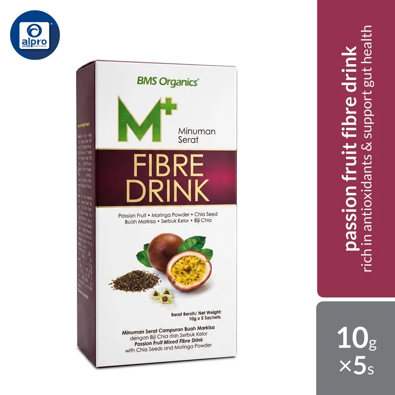 BMS Organics M+ Fibre Drink 10g ×5s | Rich In Antioxidants & Support Gut Health