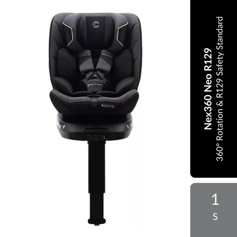 Crolla Nex360 Neo R129 Pebble Black 1s | 360° Rotation & R129 Safety Standard For Secure Travel
