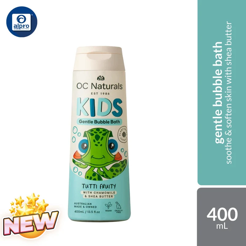OC Naturals Kids Gentle Bubble Bath Tutti Fruity 400mL | Soothe & Soften Skin with Shea Butter