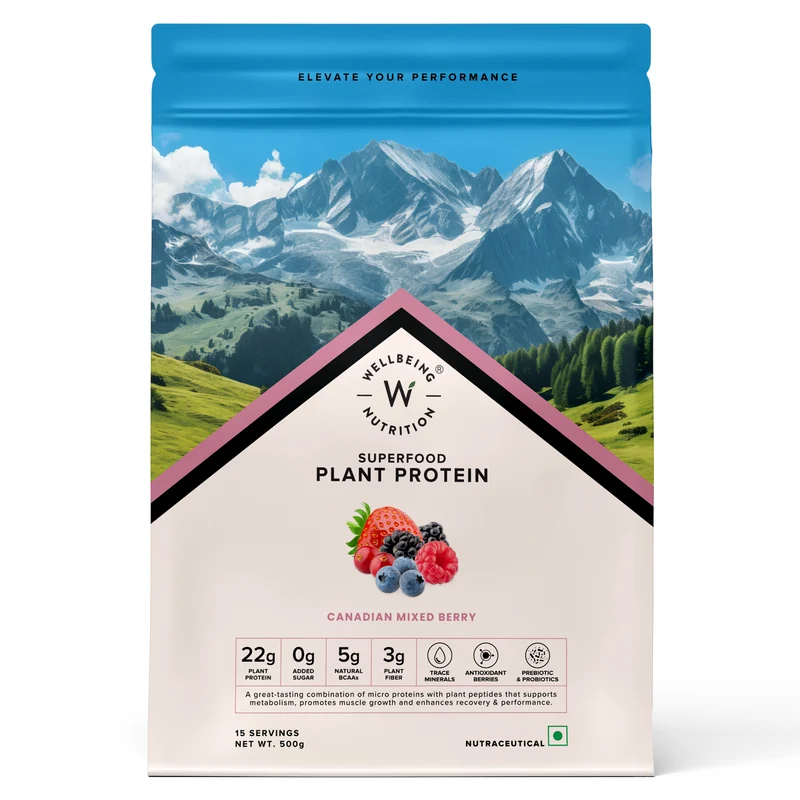 Plant Protein 22g | 500g | 3B CFU Probiotics | Canadian Mixed Berry