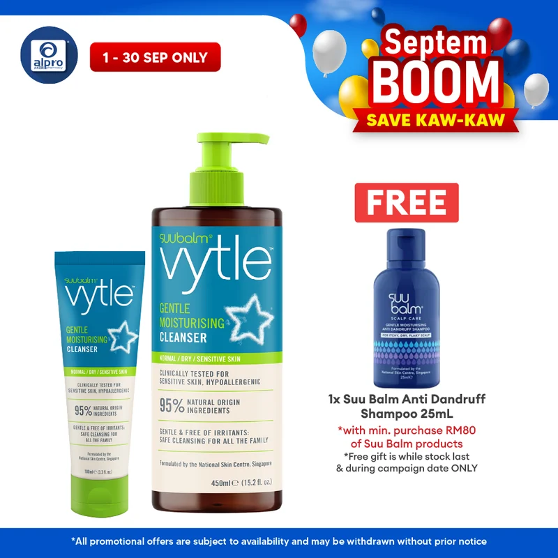 Suu Balm Vytle™ Gentle Moisturising Cleanser 100mL | Mild, pH-Balanced Cleanser for Sensitive Skin, Babies & Adults