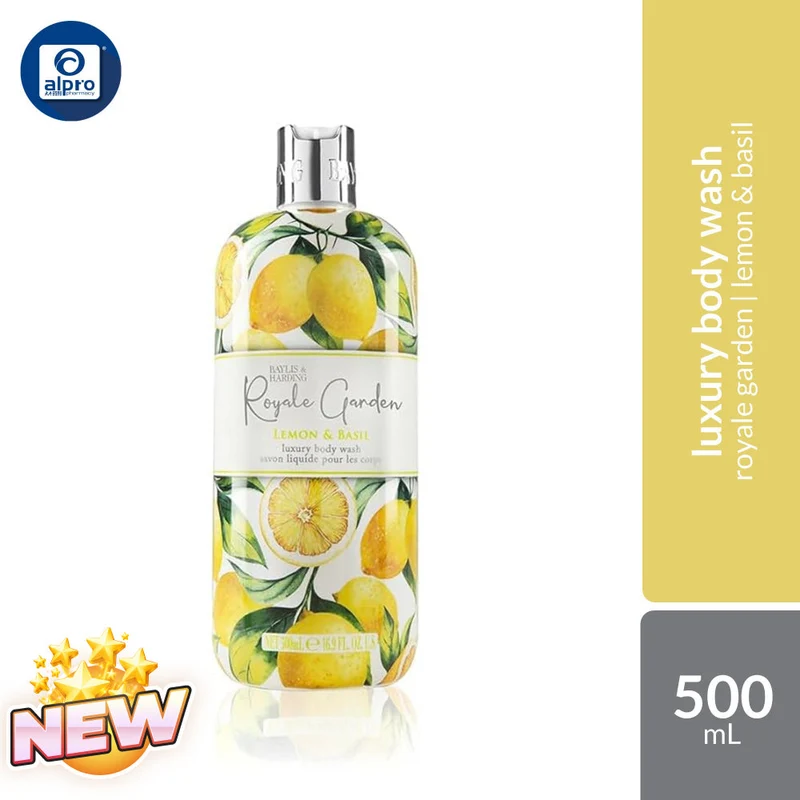 Baylis & Harding Royale Garden Lemon & Basil Body Wash 500mL | Skin Feel Revitalised and Beautifully Cleaned