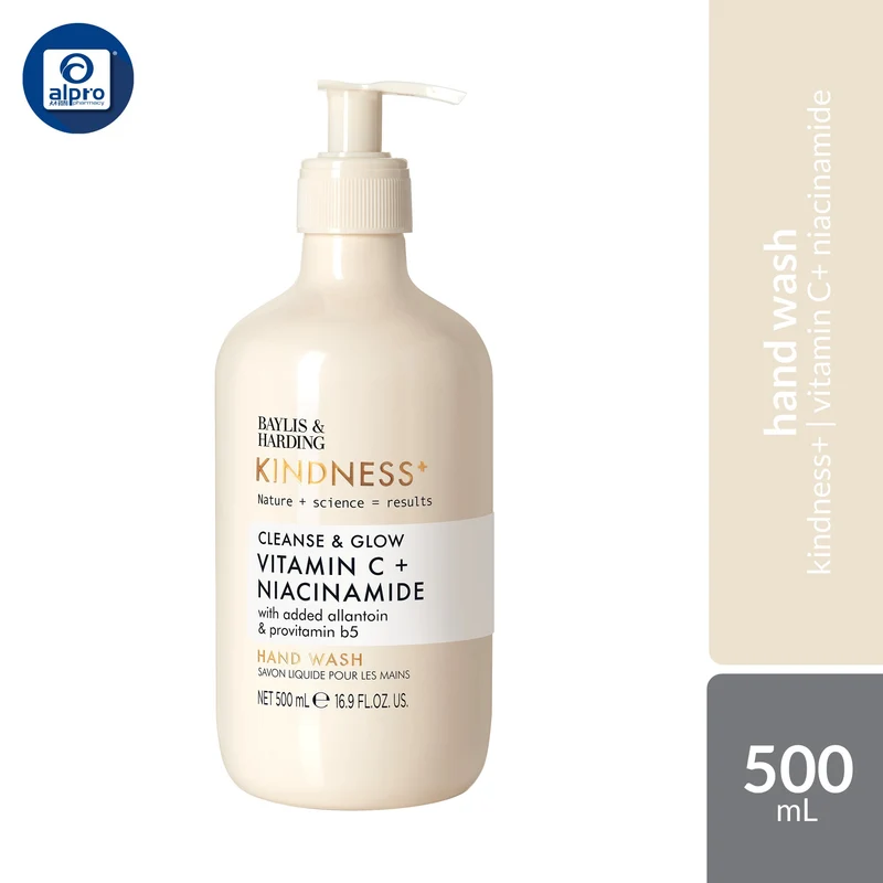 Baylis & Harding Kindness+ Hand Wash (Vitamin C Brighten/Glow / Hyaluronic Acid Moisture & Hydrate) 500mL