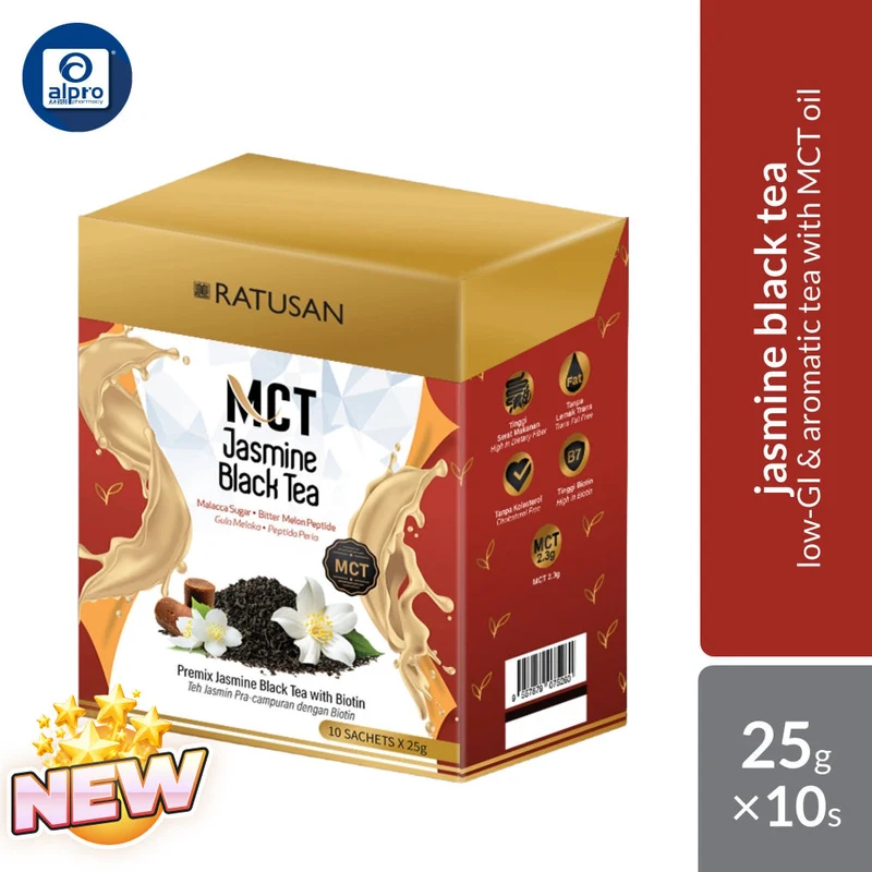 Ratusan MCT Jasmine Black Tea 25g × 10s | Aromatic Jasmine Tea with MCT Oil & Low-GI Gula Melaka