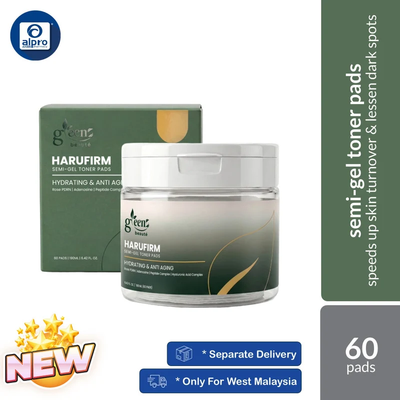 Greens Beauté Harufirm Semi-Gel Toner Pads (60s + 10 Pads Free) 190mL | Rose PDRN Elasticity Korean Jelly Pad